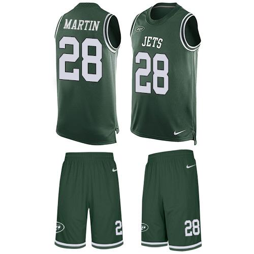 Nike Jets #28 Curtis Martin Green Team Color Men's Stitched NFL Limited Tank Top Suit Jersey - Click Image to Close